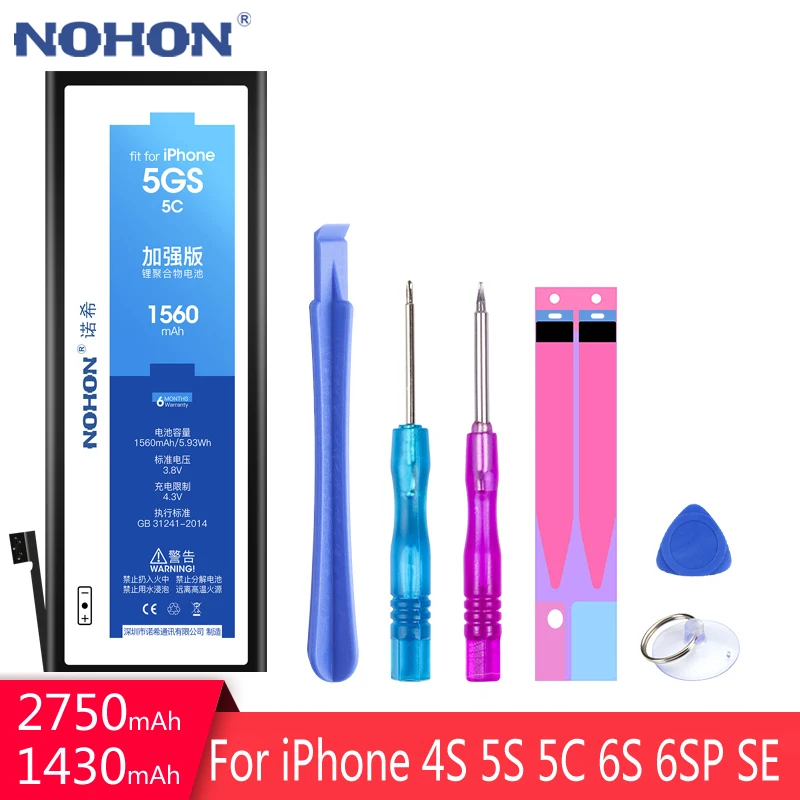 NOHON аккумулятор для телефона Apple iPhone 5S 5C 6S Plus 4S SE Замена Bateria литий полимерный