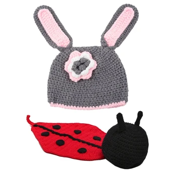 

1 Set Crochet Knitted Baby Outfits Costume Set Photography Prop-Beetle +Gift Pattern Send Randomly & 1Pcs 0-9 Months Handmade Ra