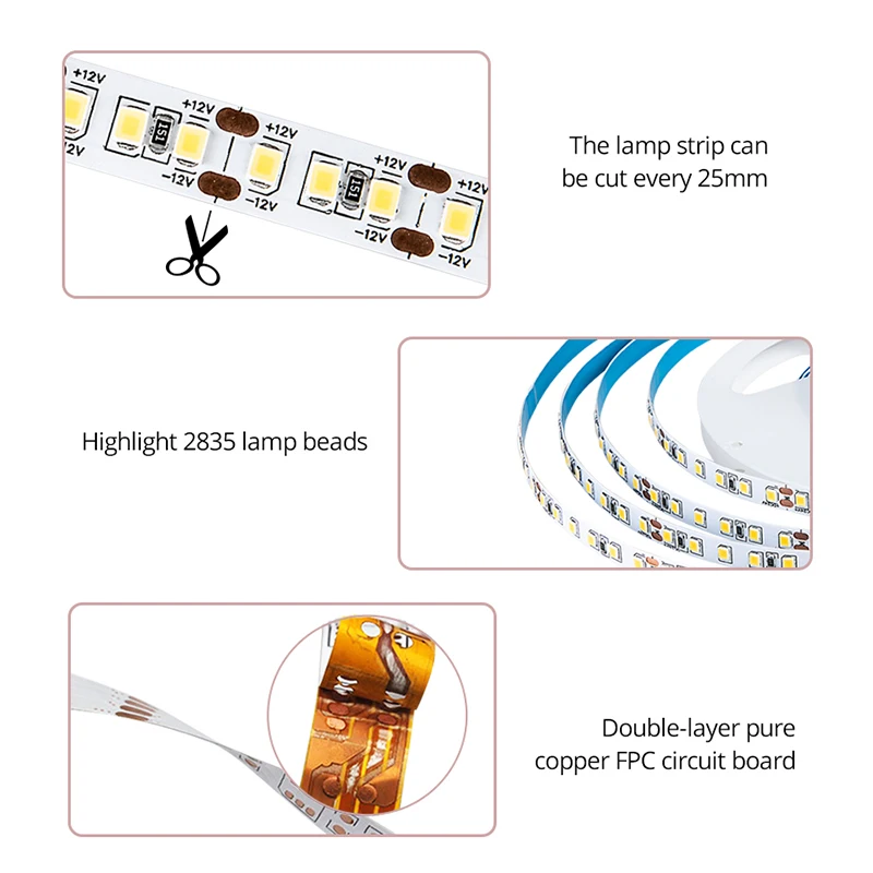 EeeToo светодиодный светильник 2835 SMD DC 12V 24V ночной Светильник Abajour 5M 120/240 s/m гибкий