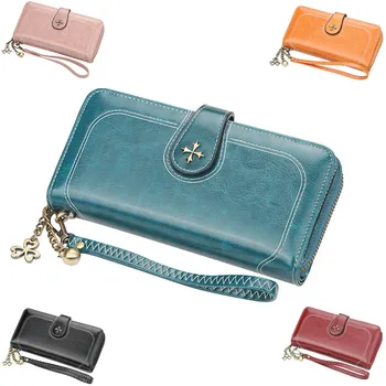 

Multi-Function Women Wallets 2020 Money Bag Coin Pocket Capacity Phone Oil wax leather wallet Card Holder Ladies Clutch Purse
