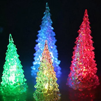 

Colorful LED Crystal Christmas Tree Decoration XMAS Flashing Night Light Small Christmas Tree Home Mall Festival Decoration