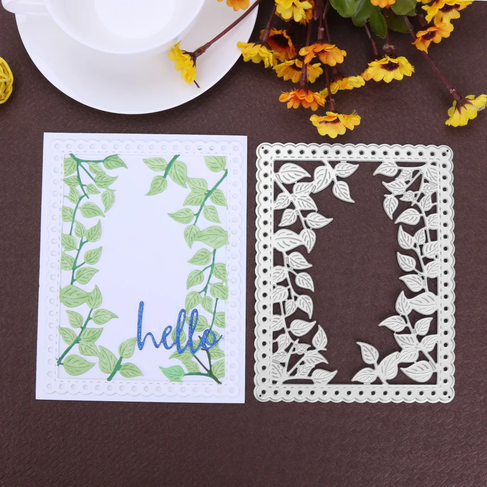 

Graceful Rectangular Leaves Shaped Frame Metal Cutting Dies For DIY Scrapbooking Album Cards Crafts Embossing Dies New 2019