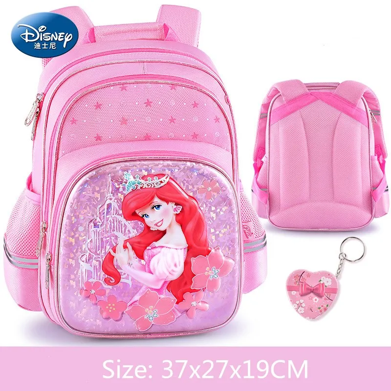 

New Disney Girls Mermaid Princess Schoolbag Waterproof Offload Protect The Spine Children's Elementary School Backpack For