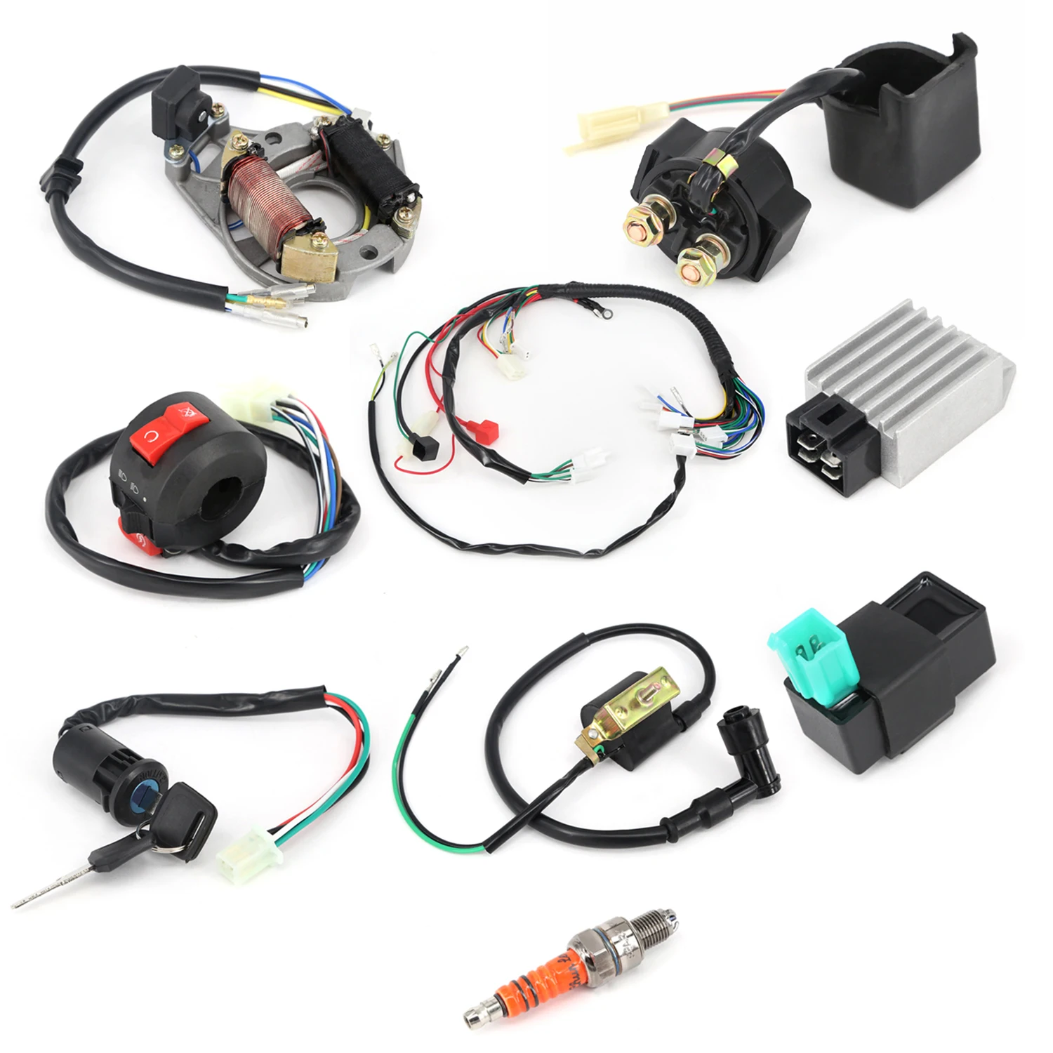 

Wiring Harness Solenoid Wire ATV Start QUAD 50cc 70cc 90cc 110c Complete STATOR Mini Truck Fits
