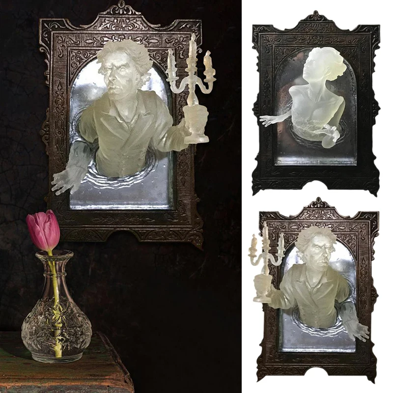2Styles Gothic 3D Ghost In The Mirror Frame Halloween Horror Poster Living Room Decor Haunted House Party Glow Dark | Дом и сад