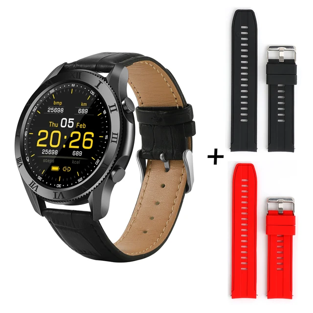 LUCK ANGEL 2021 New 1.35 Inch Screen Bluetooth Smart Watch Men for Samsung Galaxy Watch 4 Amazfit Smart Watch Women Apple Watch Black with 2 straps