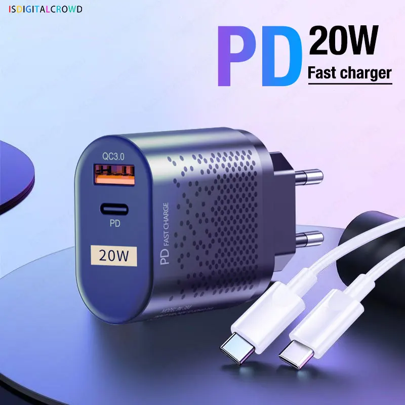 Зарядное устройство USB Type C Pd для Iphone 12 11 Pro Max Mini Airpods быстрая зарядка Xiaomi Huawei Samsung