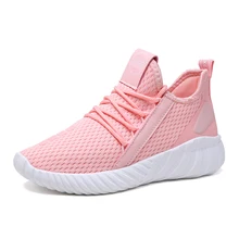 Женская обувь Розовые кеды Для женщин летняя спортивная обувь дышащие кроссовки Flyknit zapatillas mujer Повседневное красовки