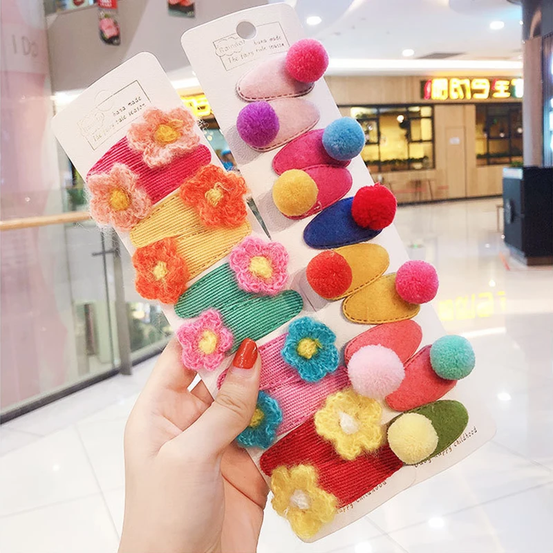 10 Pcs/Set Cartoon Baby Hair Pins Fur Girls Fruit Hair Clips Flower Korean Hair Barrette Animal Hair Clips Princess Elsa Anna