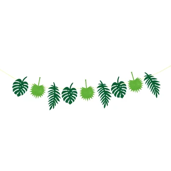 

Hawaiian Tropical Leaves Felt Bunting Banner Jungle Beach Theme ing Decor