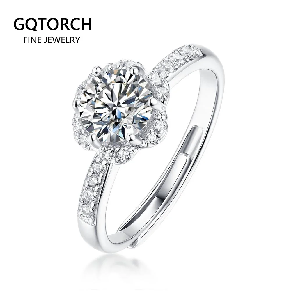 Кольцо из стерлингового серебра 925 пробы с бриллиантом Moissanite круглые кольца