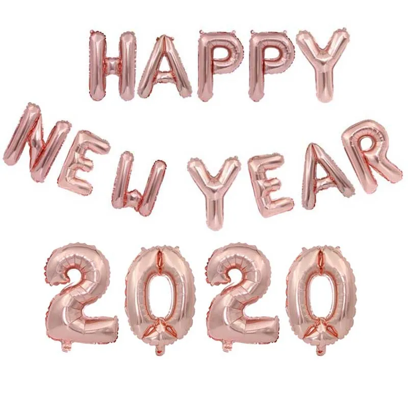 Happy New year 2020 Розовое золото, Новогоднее украшение, новогодние шары, гелиевые конфетти, латексные воздушные шары, Новогодние товары для рождественской вечеринки - Цвет: Happy New year 2020
