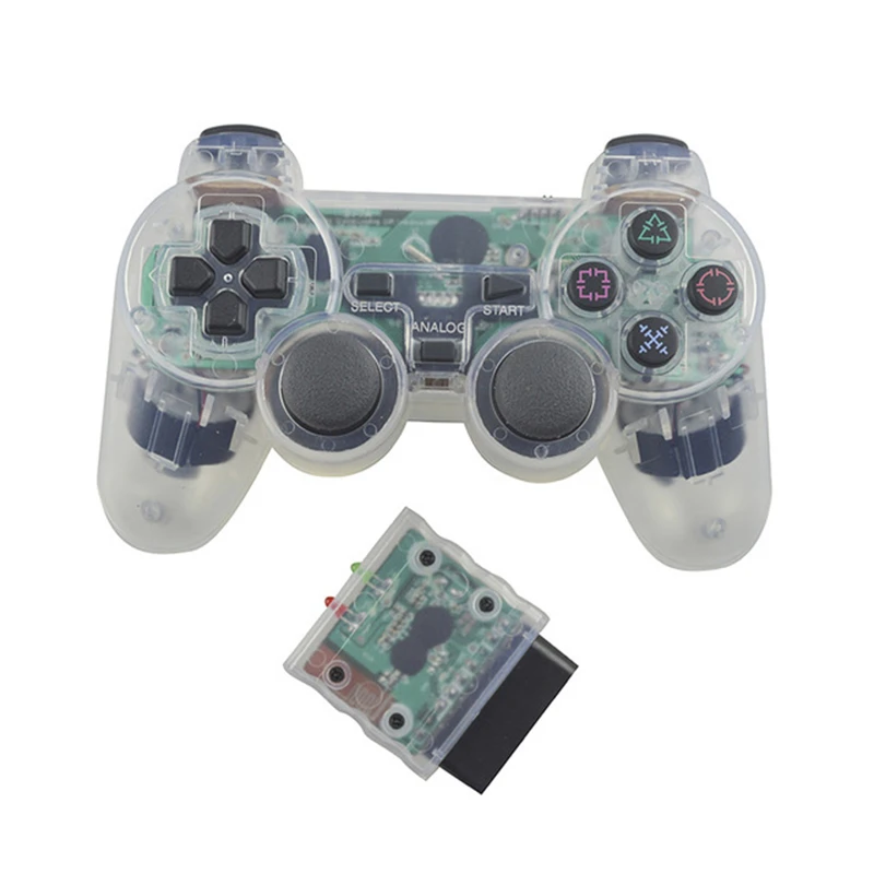 Transparent Color Bluetooth Wireless Gamepad Controller For Sony PS2 2.4G Vibration Controle For Plastation 2 Joystick