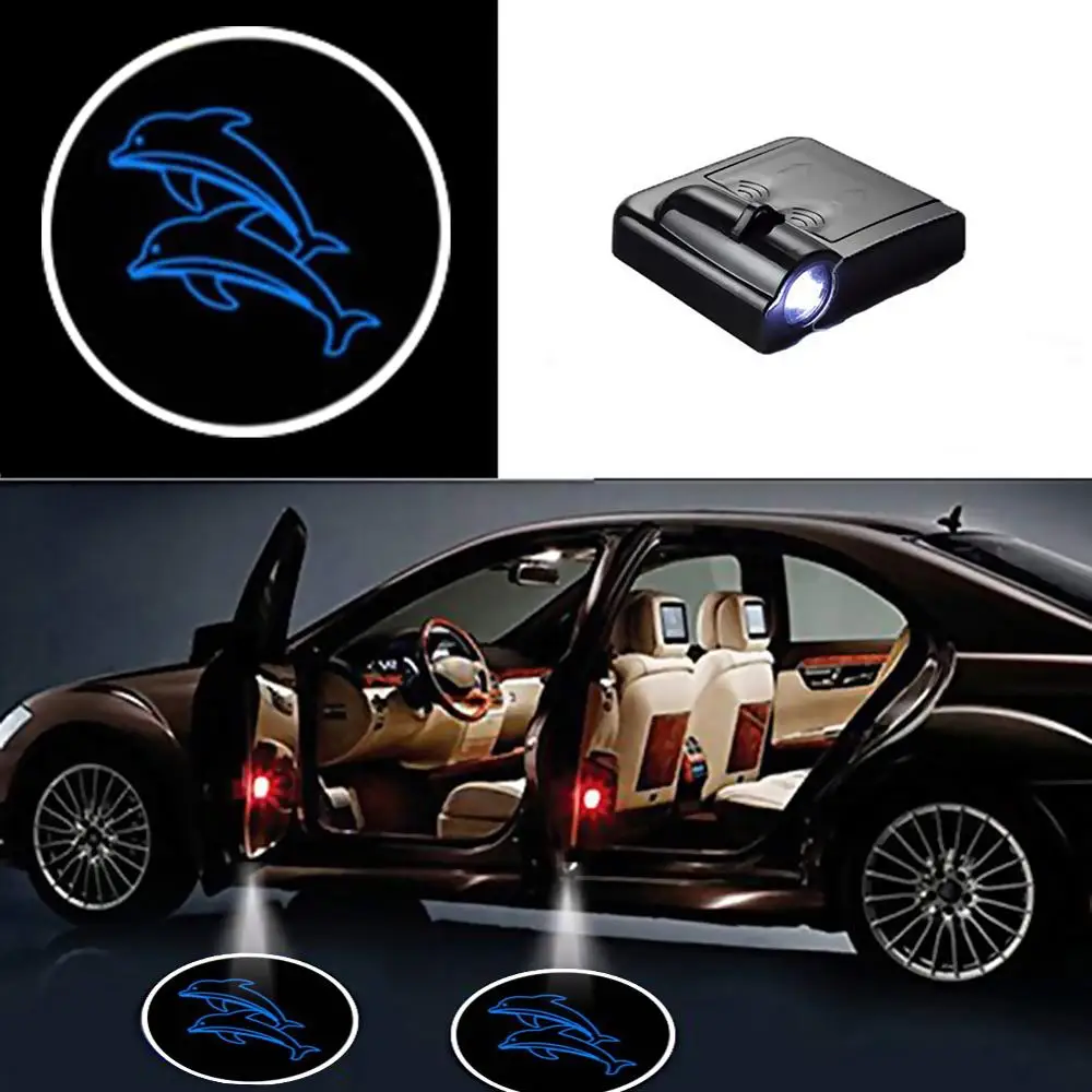 Цвет: желтый Universal Wireless LED Shadow Projector Courtesy Step Lights Welcome Lights Cars Door Shadow Light Laser Emblem Lamps Kit - Испускаемый цвет: Цвет: желтый