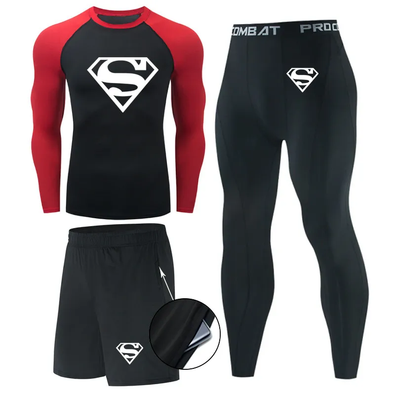 men's loungewear sets Man Compression Sports Suit Quick Drying Perspiration Fitness Training MMA Kit Rashguard Male Sportswear Jogging Running Clothes men's loungewear sets