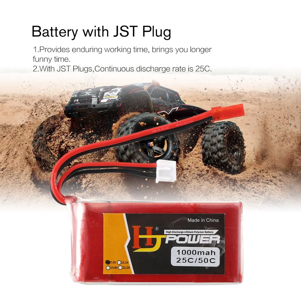 HJ 7,4 V 1000MAH 25C 2S Lipo аккумулятор JST разъем Перезаряжаемый для RC гоночный Дрон вертолет модель автомобиля лодки