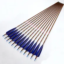 Linkboy-Flecha de carbono puro para tiro con arco tradicional, Flecha de 32 pulgadas, Spine400 450 500 600, piel de madera, 5 pulgadas, fletch, 12 Uds.