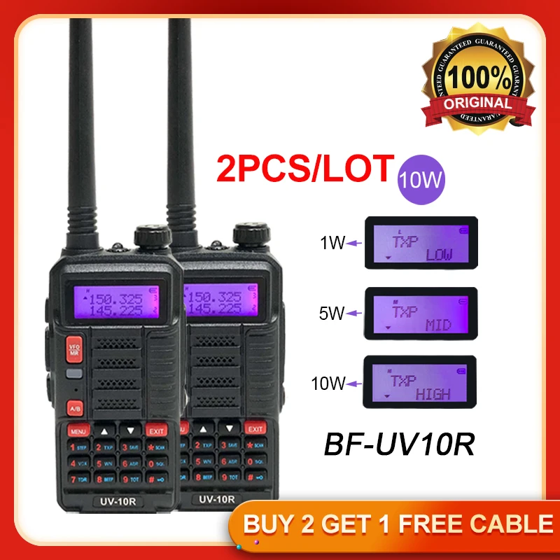 2 шт Baofeng UV 10R Профессиональный иди и болтай Walkie Talkie S Высокое Мощность 10 Вт Dual Band