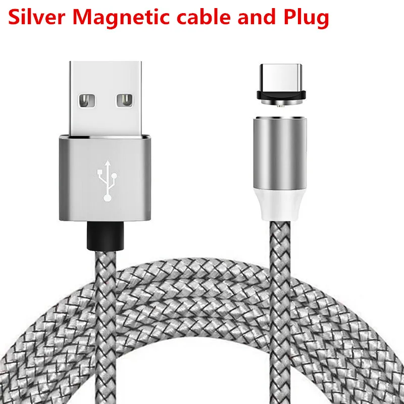 Silve cable and plug Магнитный usb-кабель для быстрой зарядки для Xiao mi Red mi 6A 7A 7 6 pro 3S 4 prime Note 4x2 3 mi 5S PLUS 9 4C 6 A1 A2 Lite poco F1 - Цвет: Silve cable and plug