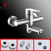 Bathroom Shower Faucets Stainless Steel Triple Bathtub Faucet Mixers Hot Cold Mixer Valve Nozzle Tap Wall Mounted Home Accessory 4
