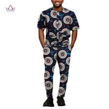 

2021 African Clothes for Men 2 Piece Sets Short Sleeve O-neck Shirt with Pocket and Slim Pants Dashiki Men's Suits Print WYN1456