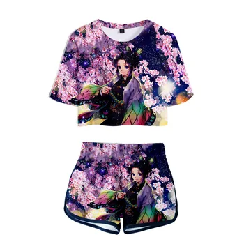 

Summer Exposed navel shorts and T'shirt kit Demon Slayer Cosplay Costume Himejima Kyoumei Nezuko Agatsuma Kochou Shinobu