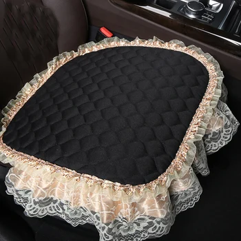 

Cute Flax Car Seat Cover Lace Front Cushion Pad Auto Chair Car Seat Protector For Lady Girl Women 7 Colors Non-slip silicone