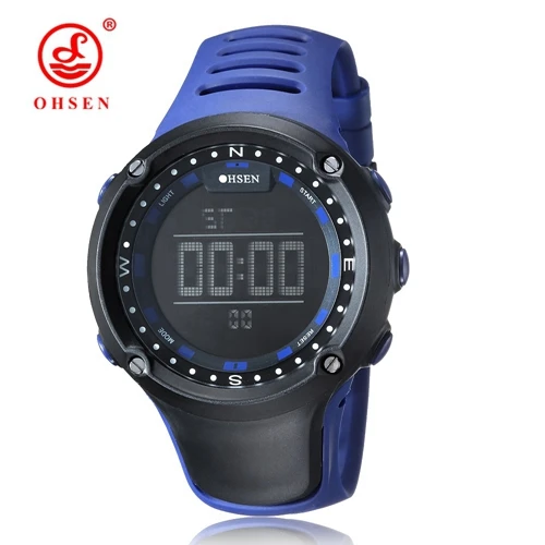 1510blue OHSEN Модные светодиодные часы Мужские Цифровые часы с большим циферблатом мужские спортивные резиновый ремешок для часов 50 м водонепроницаемые военные наручные часы - Цвет: 1510blue