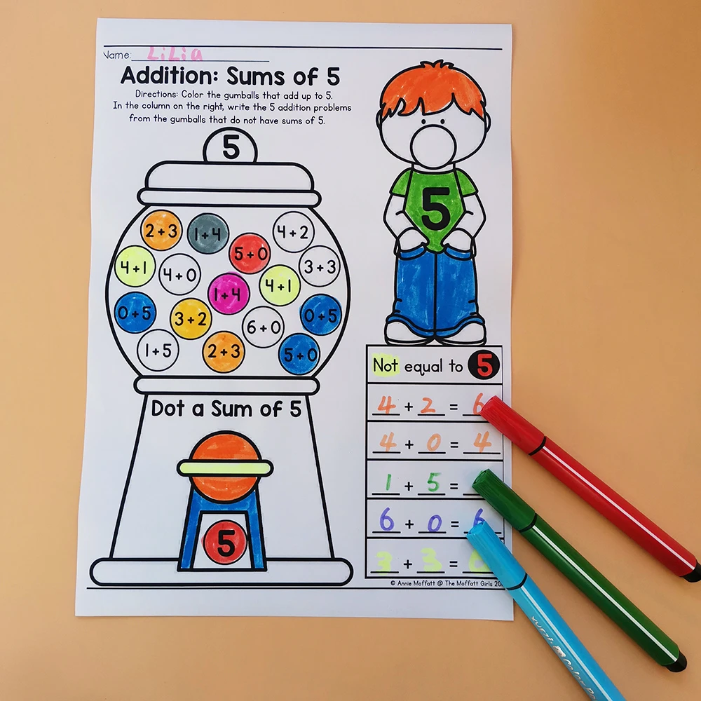 addition and subtraction bubble gum number arithmetic paper preschool learning english kindergarten workbook coloring books card books aliexpress