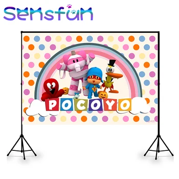 

xq0435 Vinyl Background Photography Kids Birthday Party Decor Cake Table Banner Pocoyo Backdrop for Photo Studio 7x5ft