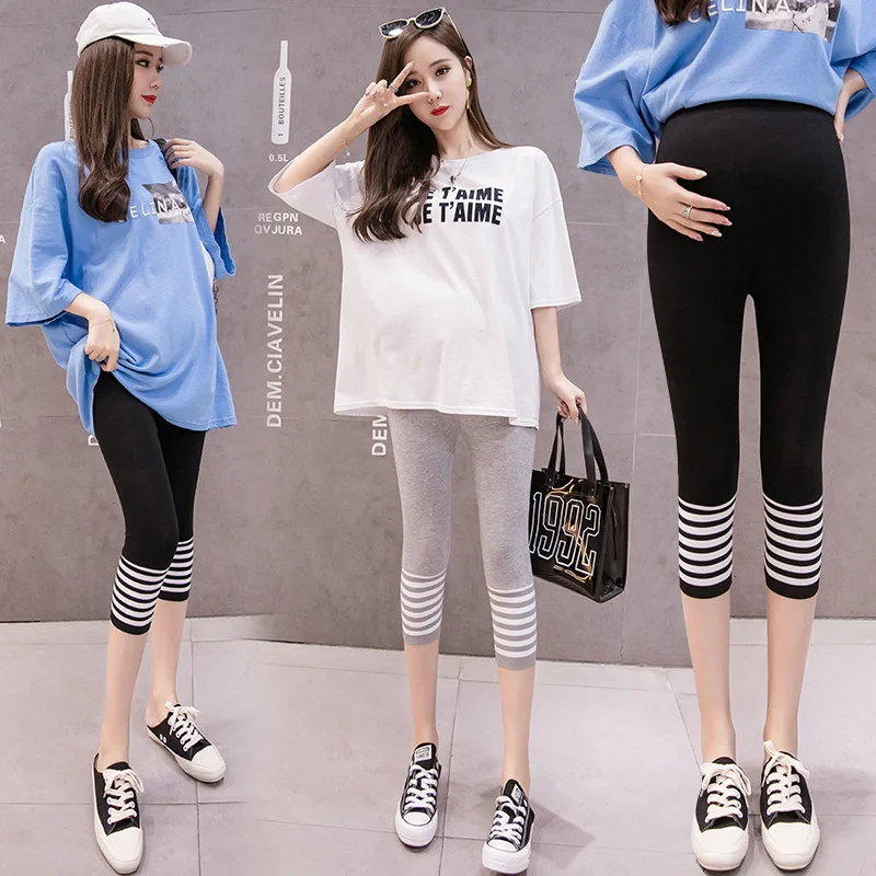

Photo Shoot 2019 Summer Modal Pregnant Women Cropped Leggings Ultra-Thin Thread Feet Leggings