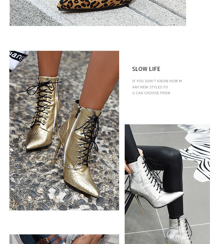 ANMAIRON/серебристые женские ботильоны на очень высоком тонком каблуке с острым носком; клетчатая обувь из искусственной кожи на молнии женские ботинки золотистого цвета с перекрестной шнуровкой