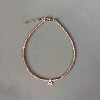 Hand-made Crystal Beads Shell Letter Necklace Variety Of Colors Personalized Custom Jewelry Gifts For Women подвески на шею