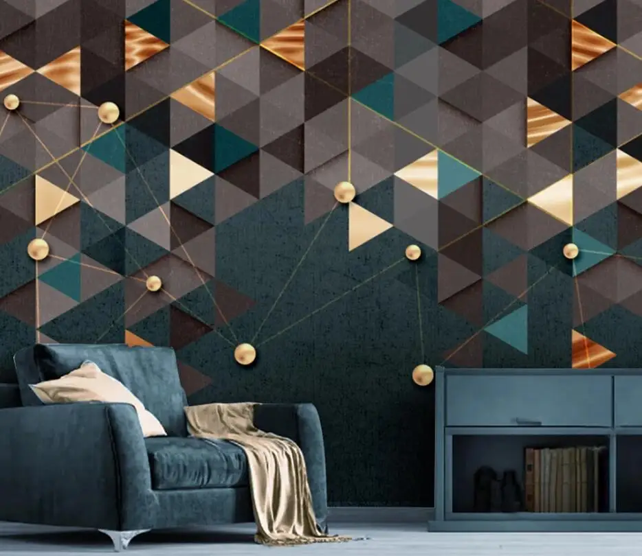 20266085 beibehang Custom 3d wallpaper mural modern minimalist abstract geometric golden lines retro light luxury background wall paper - Цвет: 20266085