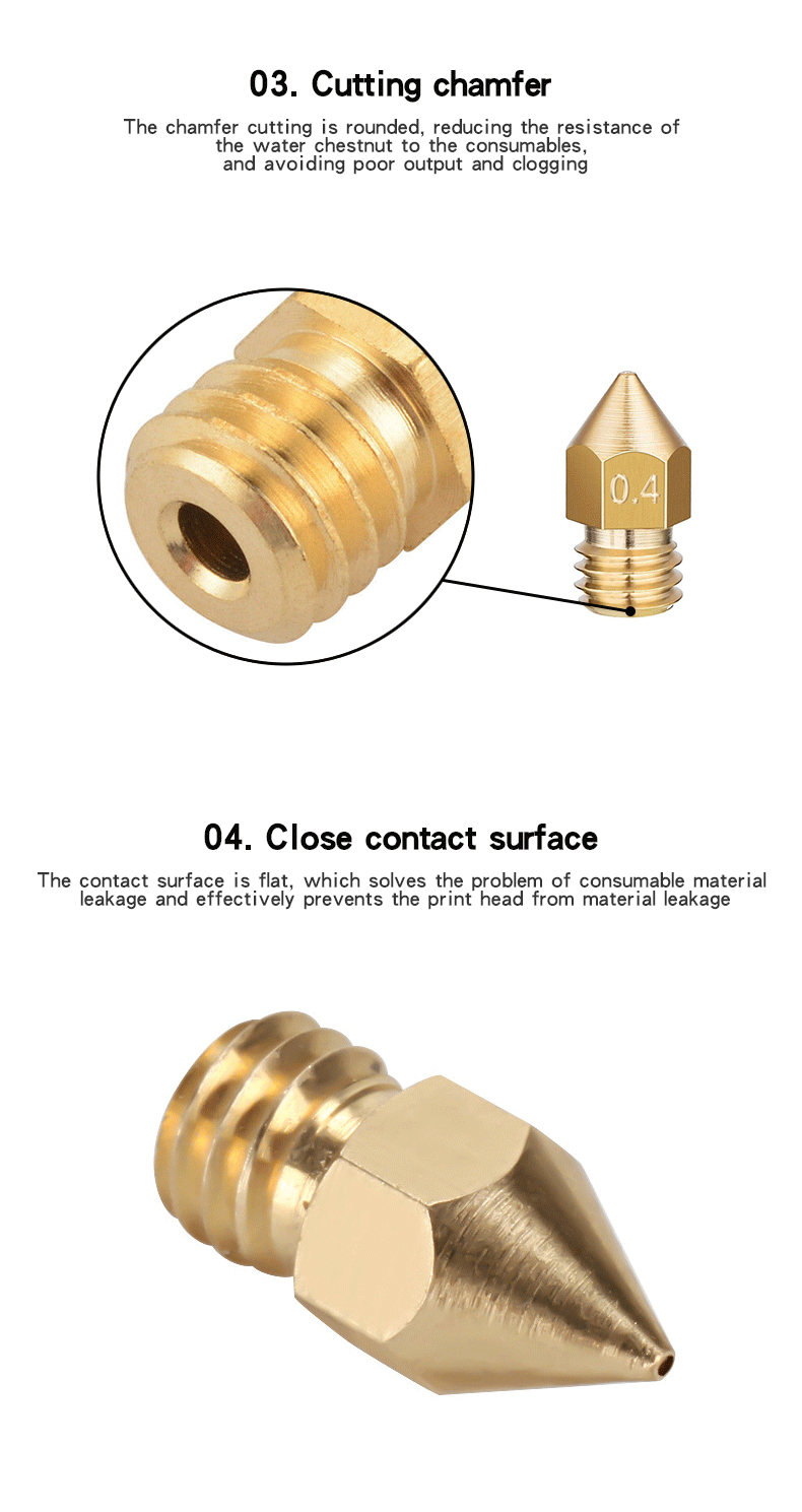 MK8 Messing Düse 0,1 MM 0,2 MM 0,3 MM 0,4 MM 0,5 MM 0,6 MM 0,8 MM 1,0 MM Extruder druckkopf Düse Geeignet Für 1,75 MM 3,0 MM 3D Drucker – Detail 3