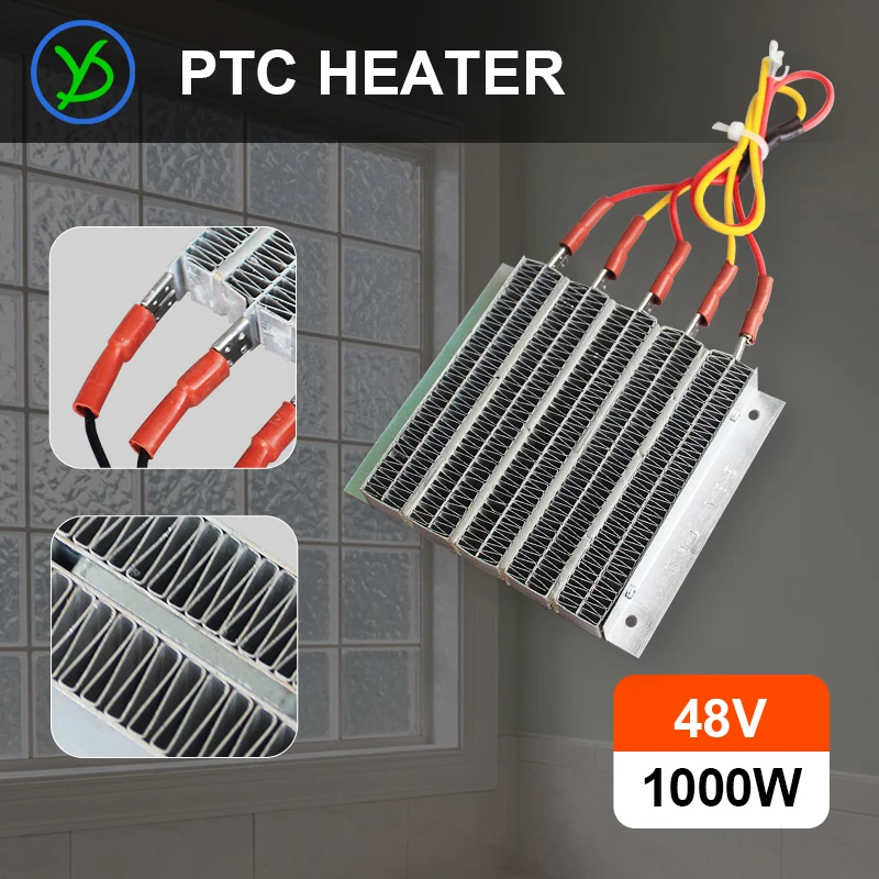 PTC ceramic air heater 48V 1000W conductive type constant temperature  ceramic aluminum With wiring - AliExpress