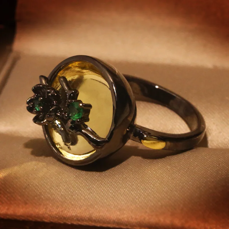 Fashion Two Tone Tree and Flower Green Zirconia Rings For Women Girls Wedding Party Engagement Jewelry Gift | Украшения и
