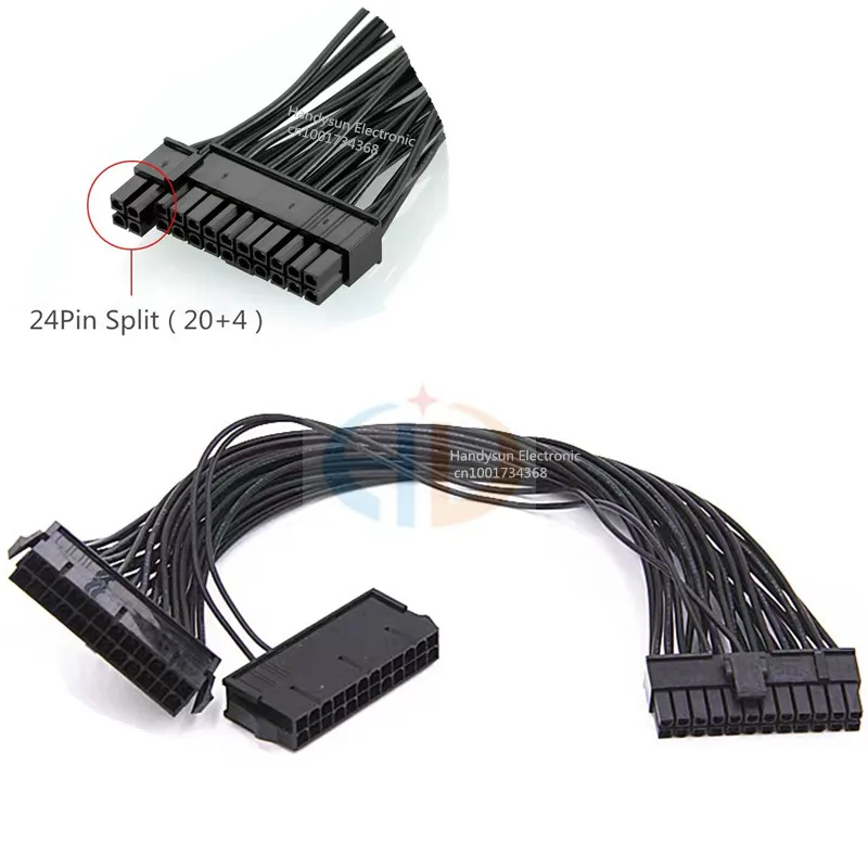 Mejores Ofertas ATX-fuente de alimentación de 24 Pines, sincronizador de macho a hembra para minería, divisor de 24 Pines, Cable de extensión Dual PSU para adaptador para computadora de 30CM Lnwy3W7lmgM