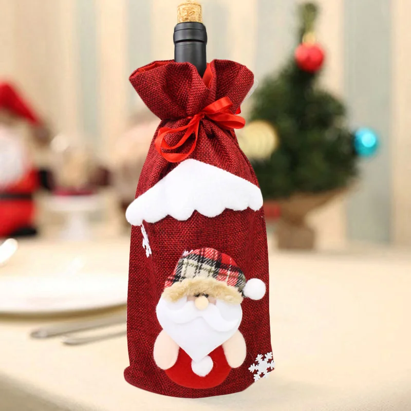 Санта-Клаус, снеговик, олень, Рождественская Крышка для бутылки вина, рождественские украшения для домашнего стола,, рождественский подарок, счастливый год - Цвет: SD-08