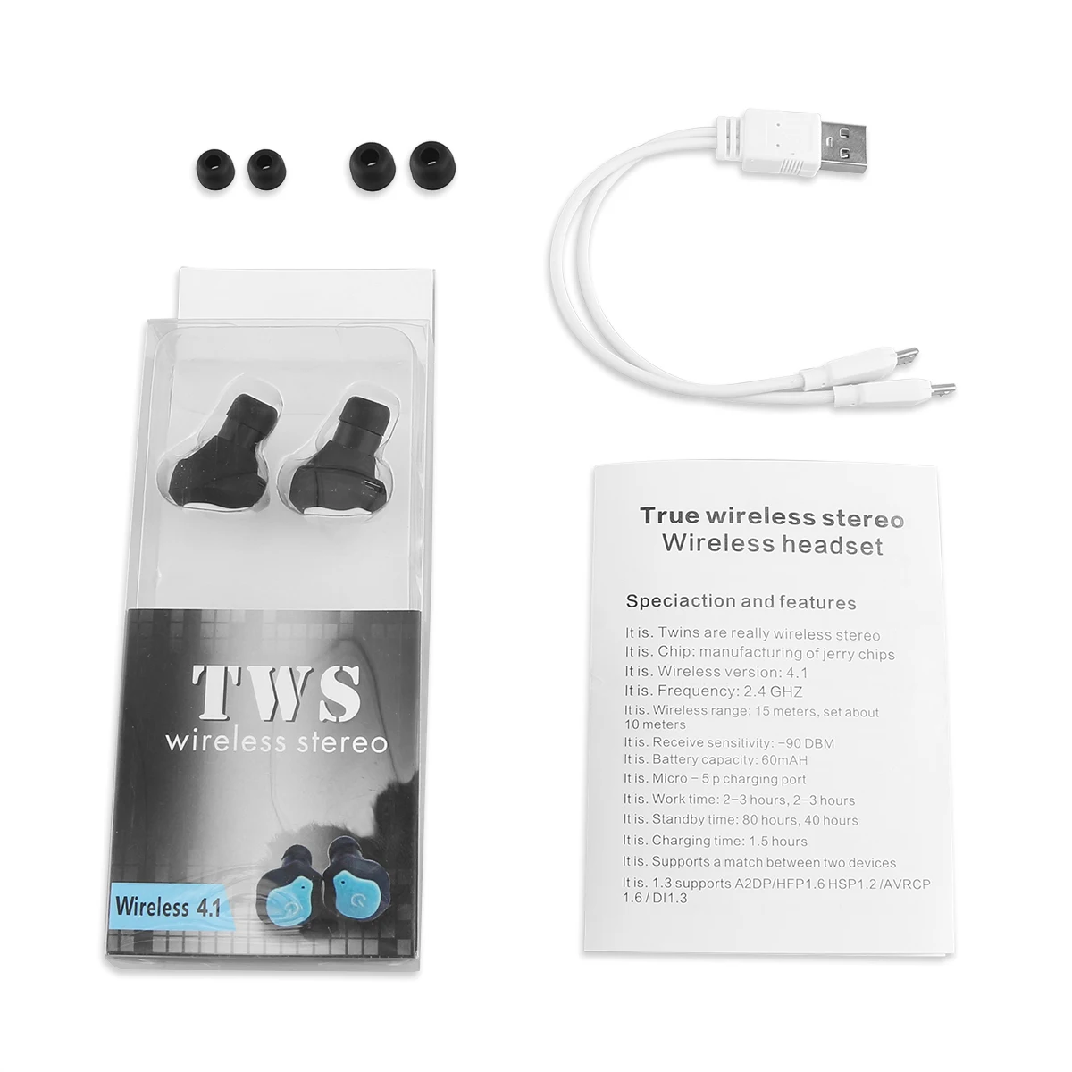 Mini TWS Twins Wireless In-Ear Stereo Bluetooth 4.1 Earphones Earbuds Headset Mini Bluetooth Earphone With Microphone