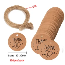 

100-300pcs Gift Tags Label Brown Kraft Paper Thank You for Celebrating Us Round Irregular Vintage Wedding Party Favors Hang Tags