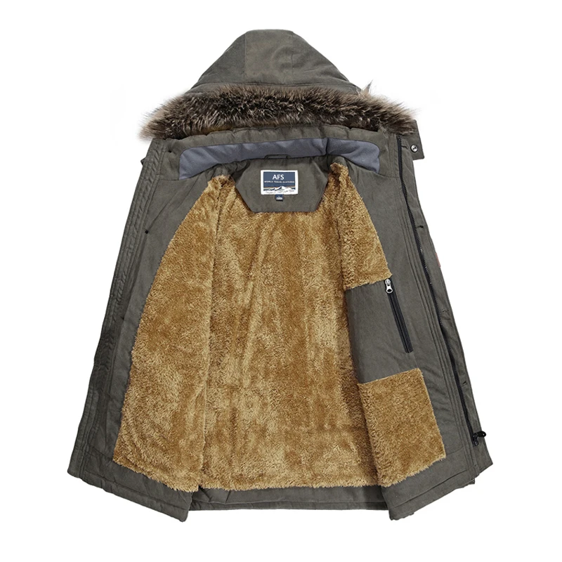 Winter Jacket Men Thicken Warm Parka Jacket Coats Male Casual Faux Fur Hooded Fleece Windproof Windbreaker Jacket-25 Celsius