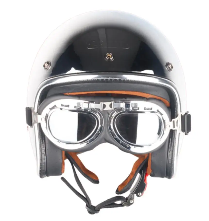 Винтажный мотоциклетный шлем 3/4 с открытым лицом Jet capacetes de motociclista серебристая, хромированная Vespa для чоппера и скутера кафе гонщик - Цвет: C