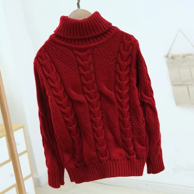 wine red 2 Rlyaeiz/свитера для маленьких девочек и мальчиков; коллекция года; сезон осень-зима; повседневная детская одежда; пуловер с высоким воротником; вязаный детский свитер - Цвет: wine red 2