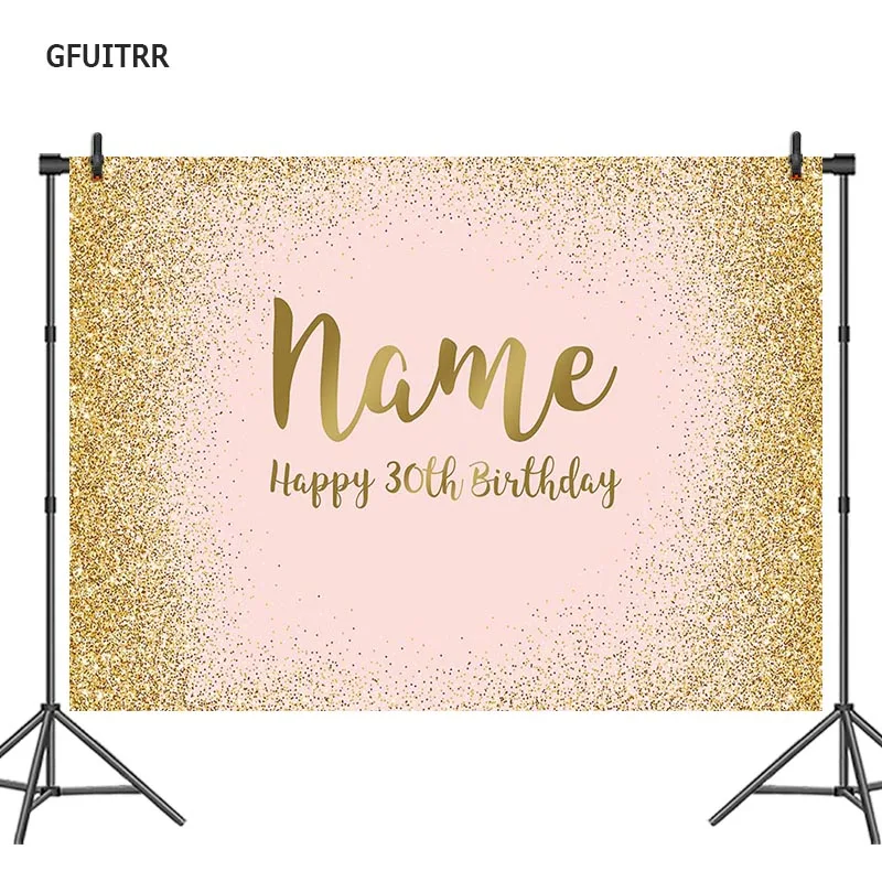 GFUITRR Happy 30th Birthday фон для фотосъемки с золотыми блестящими точками розовый фон для фотосъемки Виниловый фон для фотосъемки реквизит