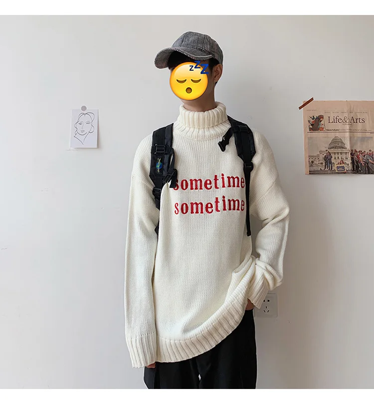 Ulzzang водолазка мужской свитер толстый осенний Harajuku стиль Bf Корейская версия тенденции личности ленивый ветер мужские свитера