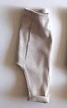 beige Хлопковые детские колготки, детские штаны, вязаные леггинсы в полоску для маленьких девочек, детские эластичные теплые леггинсы длиной до щиколотки - Цвет: beige