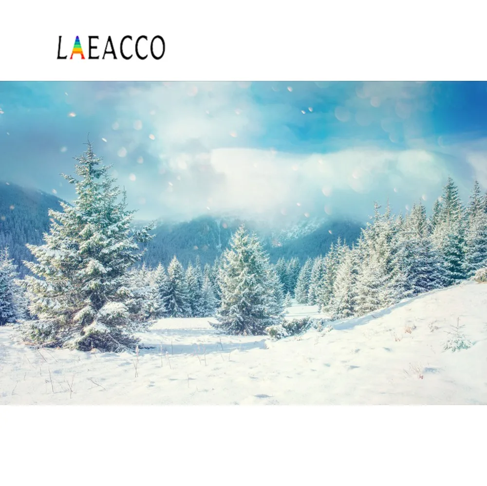 Laeacco Фотофон Зимний снег Снежинка сосна сон мир Детские живописные фотографии фоны фотостудия фотосессия