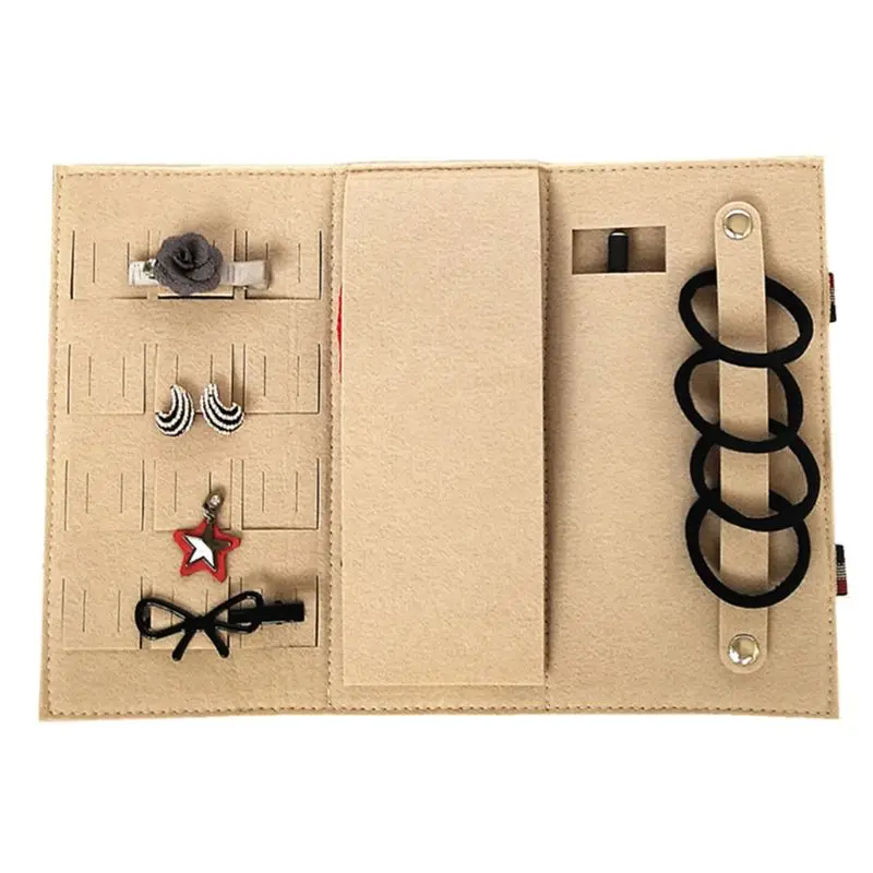 

Felt Volume Portable Multi-functional Compartment Earrings Necklace Ring Jewelry Travel Storage Bag T4MD