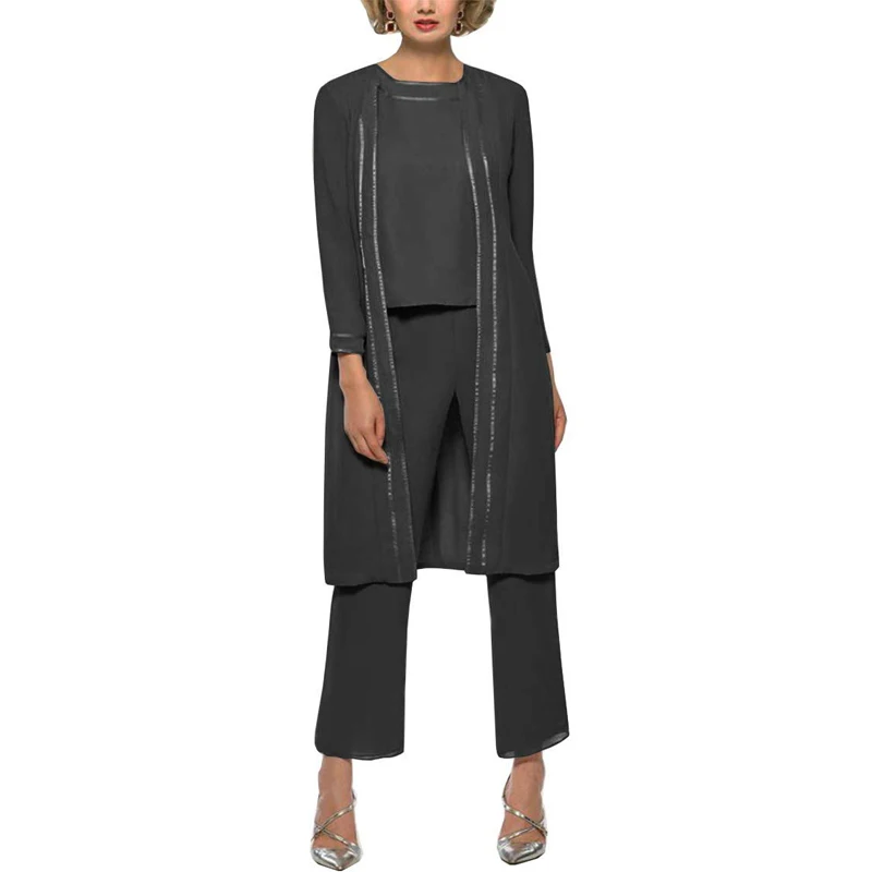 

Chiffon Pants Suits For Mother Of The Bride Dress 2020 3PCS plus size Dresses Party Evening For Wedding Mothers Guest Jacket